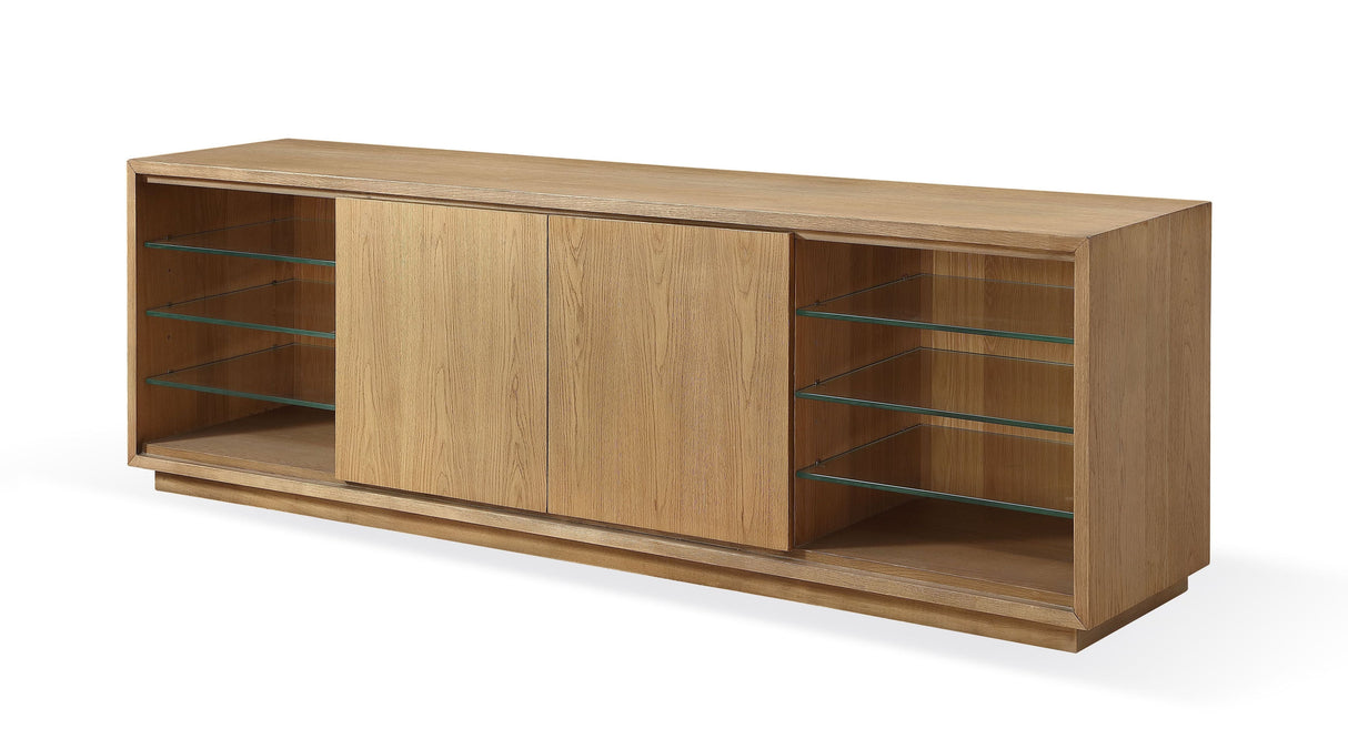 One Coastal Modern 84 inch TV Console in Bisque by Modus Furniture at Eve Furniture