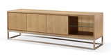 One Coastal Modern 84 inch TV Console in Brushed Stainless Steel and Bisque by Modus Furniture at Eve Furniture