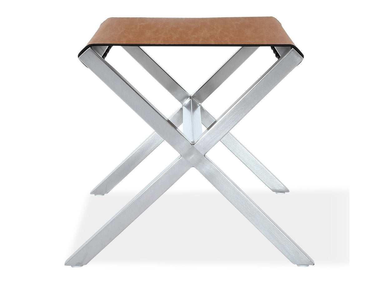 One Coastal Modern Director's Stool in Stainless Steel and Leather by Modus Furniture at Eve Furniture