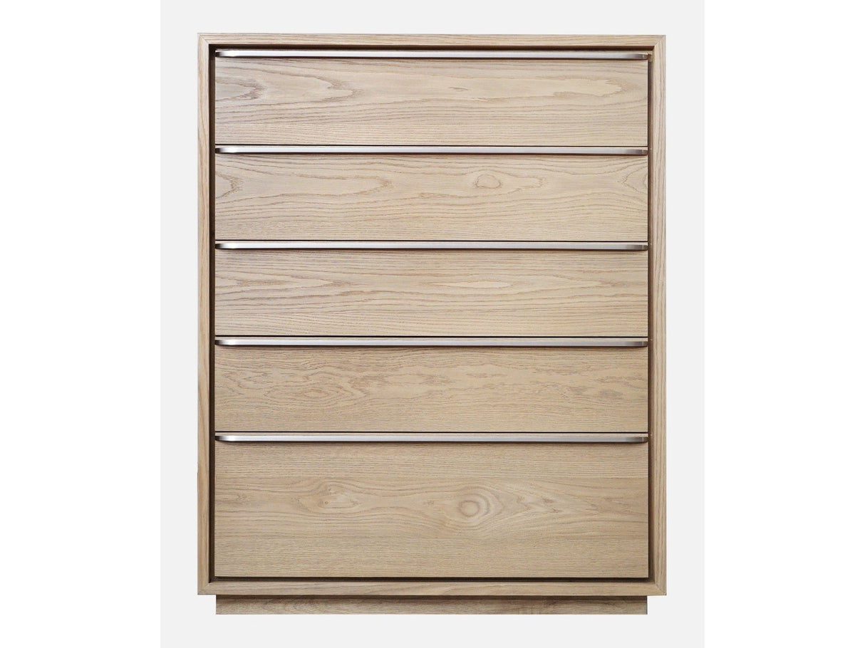One Coastal Modern Five Drawer Chest in Bisque by Modus Furniture at Eve Furniture