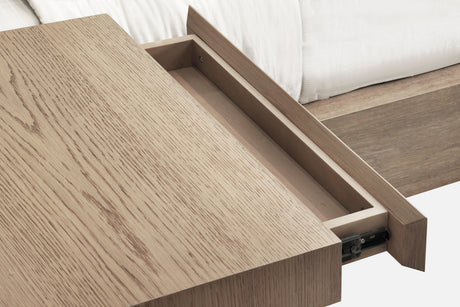 One Coastal Modern Live Edge Eastern King Wall Bed with Floating Nightstands in Bisque by Modus Furniture at Eve Furniture