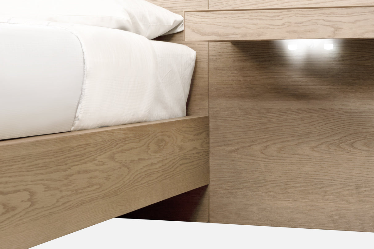 One Coastal Modern Live Edge Eastern King Wall Bed with Floating Nightstands in Bisque by Modus Furniture at Eve Furniture
