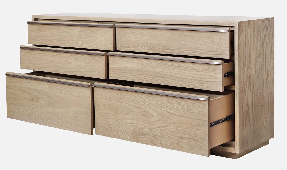 One Coastal Modern Six Drawer Dresser in Bisque by Modus Furniture at Eve Furniture