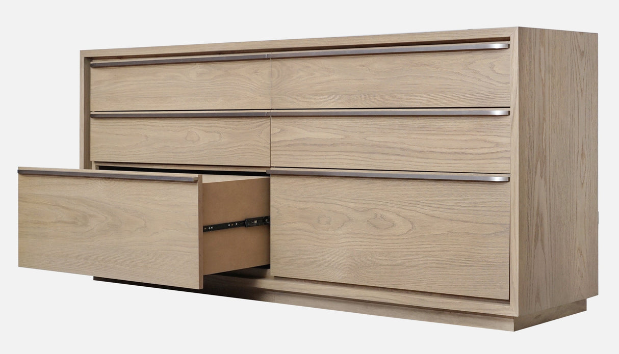 One Coastal Modern Six Drawer Dresser in Bisque by Modus Furniture at Eve Furniture