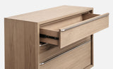 One Coastal Modern Three Drawer USB-charging Nightstand in Bisque by Modus Furniture at Eve Furniture