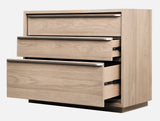 One Coastal Modern Three Drawer USB-charging Nightstand in Bisque by Modus Furniture at Eve Furniture