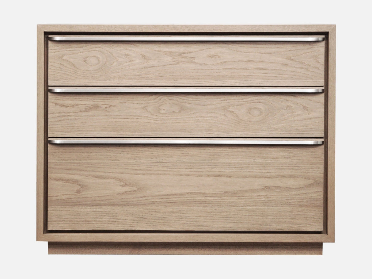 One Coastal Modern Three Drawer USB-charging Nightstand in Bisque by Modus Furniture at Eve Furniture