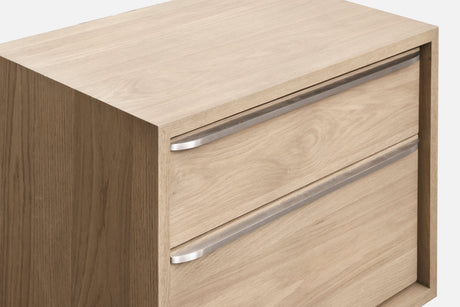 One Coastal Modern Two Drawer USB-Charging Nightstand in Bisque by Modus Furniture at Eve Furniture