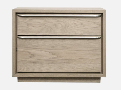 One Coastal Modern Two Drawer USB-Charging Nightstand in Bisque by Modus Furniture at Eve Furniture
