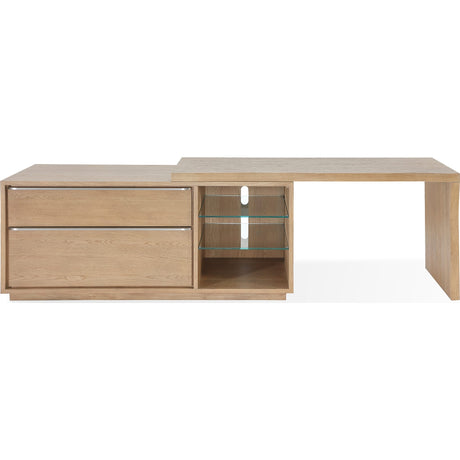 One Live Edge Edge Executive Desk in White Oak and Glass by Modus Furniture at Eve Furniture