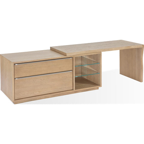 One Live Edge Edge Executive Desk in White Oak and Glass by Modus Furniture at Eve Furniture