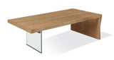 One Live-Edge White Oak and Glass Coffee Table in Bisque by Modus Furniture at Eve Furniture