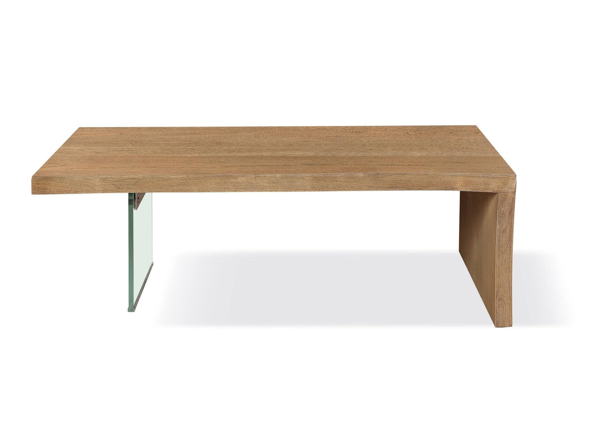One Live-Edge White Oak and Glass Coffee Table in Bisque by Modus Furniture at Eve Furniture