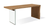 One Live-Edge White Oak and Glass Console Table in Bisque by Modus Furniture at Eve Furniture