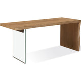 One Live-Edge White Oak and Glass Console Table in Bisque by Modus Furniture at Eve Furniture
