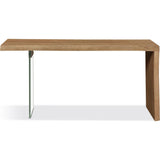One Live-Edge White Oak and Glass Console Table in Bisque by Modus Furniture at Eve Furniture