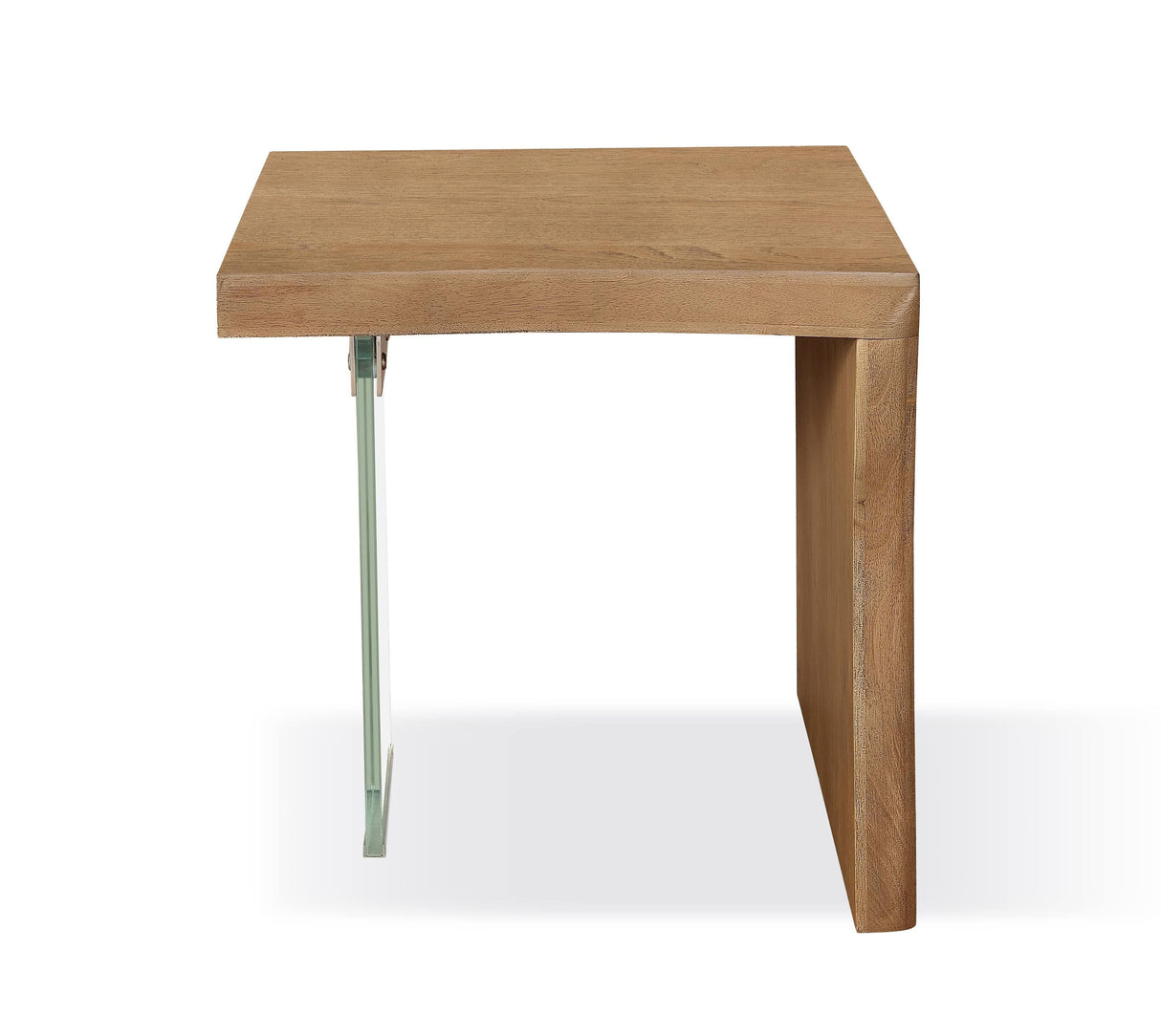 One Live-Edge White Oak and Glass End Table in Bisque by Modus Furniture at Eve Furniture