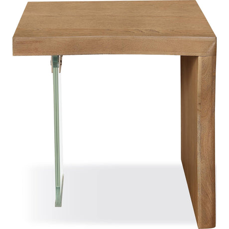One Live-Edge White Oak and Glass End Table in Bisque by Modus Furniture at Eve Furniture