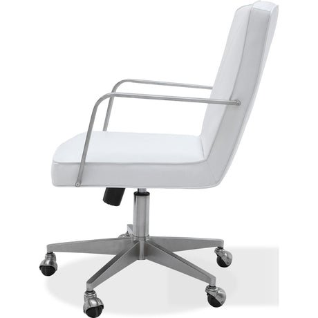 One Metal Frame Home Office Chair in Brushed Stainless Steel and White Leather by Modus Furniture at Eve Furniture