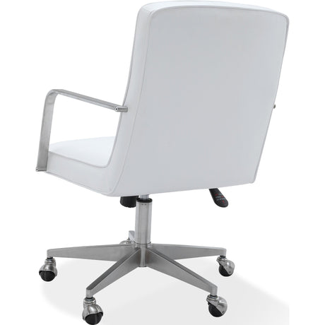 One Metal Frame Home Office Chair in Brushed Stainless Steel and White Leather by Modus Furniture at Eve Furniture