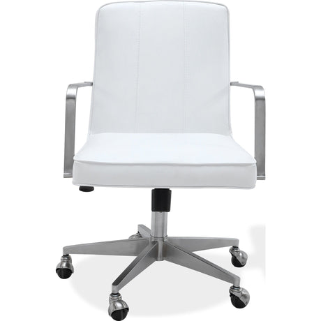 One Metal Frame Home Office Chair in Brushed Stainless Steel and White Leather by Modus Furniture at Eve Furniture