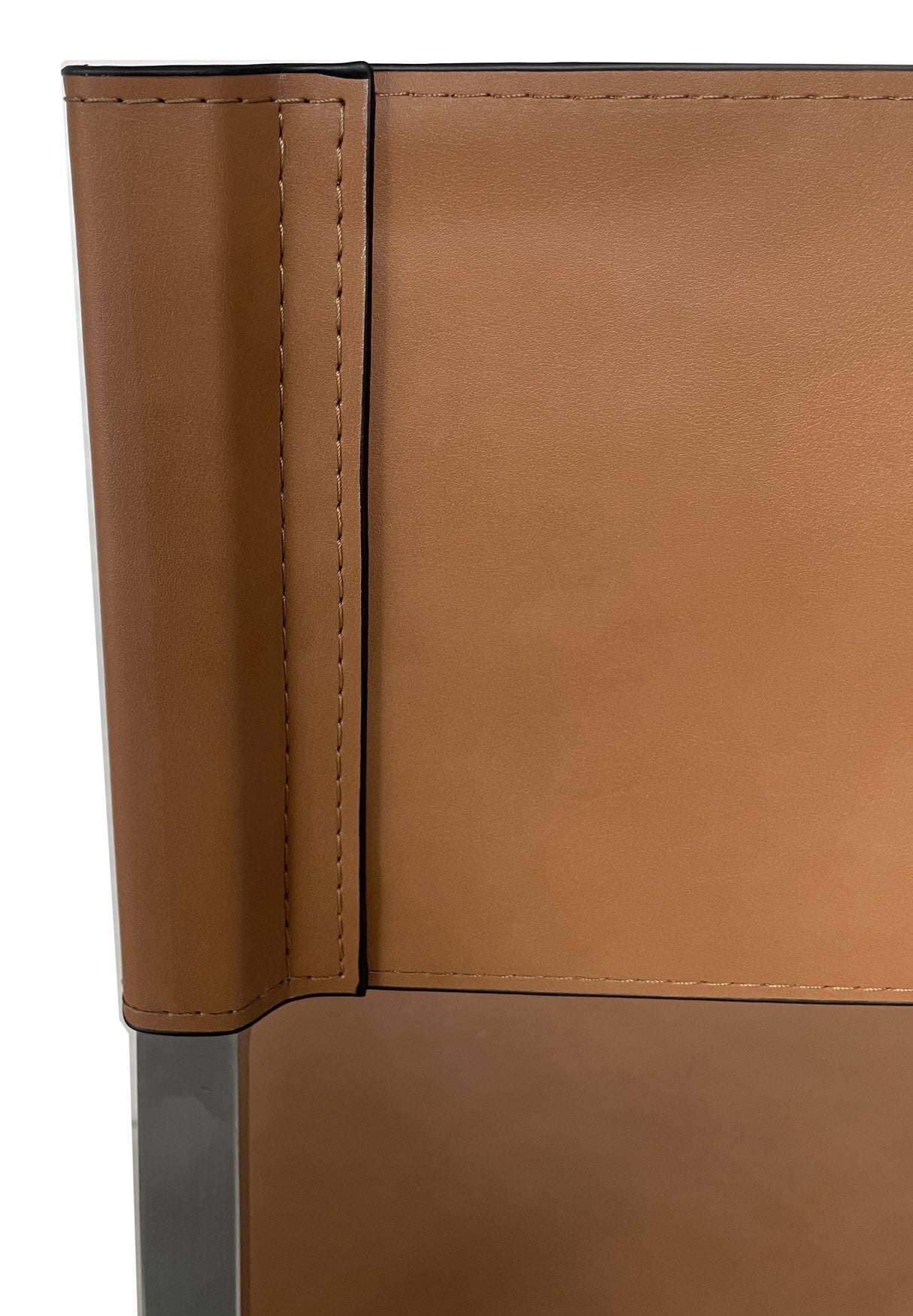 One Modern Coastal Director's Dining Arm Chair in Cognac and Brushed Stainless Steel (Set of 2) by Modus Furniture at Eve Furniture