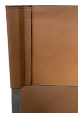 One Modern Coastal Director's Dining Arm Chair in Cognac and Brushed Stainless Steel (Set of 2) by Modus Furniture at Eve Furniture