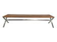 One Modern Coastal Director's Style Leather Dining Bench in Cognac and Brushed Stainless Steel by Modus Furniture at Eve Furniture
