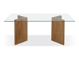 One Modern Coastal Glass Top Dining Table in White Oak by Modus Furniture at Eve Furniture