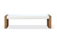 One Modern Coastal Slab Leg Upholstered Dining Bench in White Oak and White Pearl by Modus Furniture at Eve Furniture