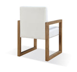 One Modern Coastal Sled Leg Upholstered Dining Arm Chair in White Pearl and Bisque (Set of 2) by Modus Furniture at Eve Furniture