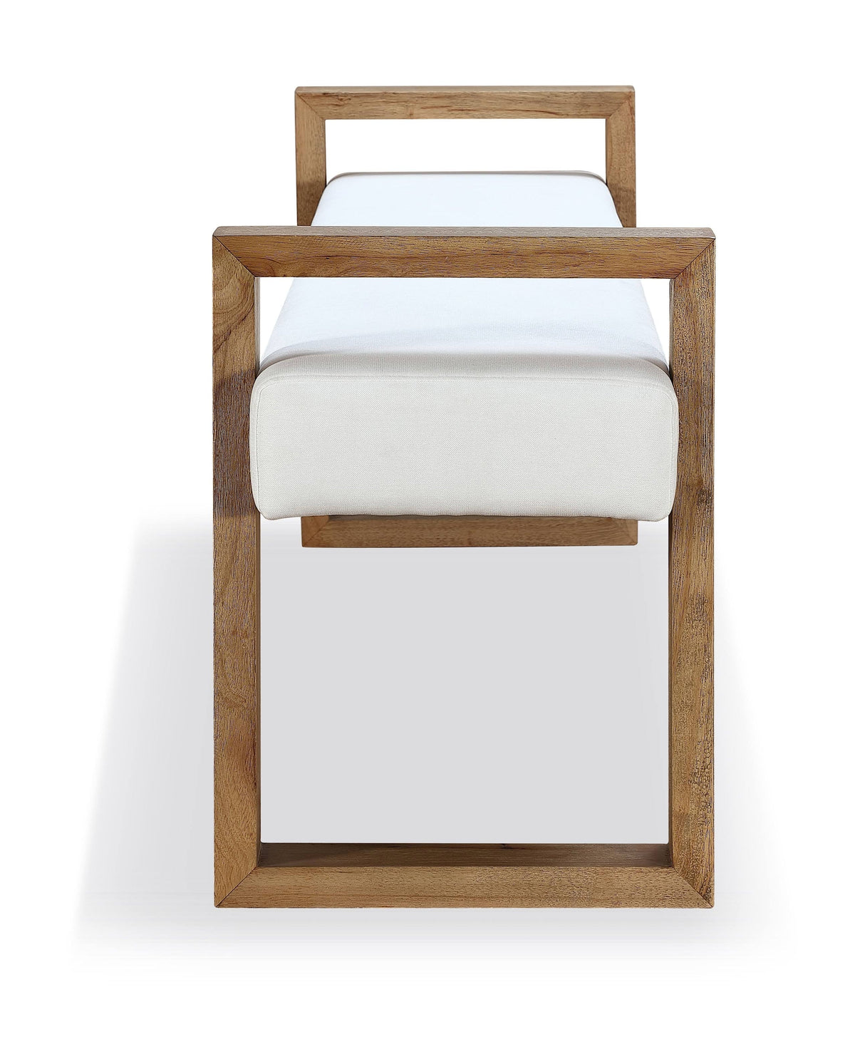 One Modern Coastal Sled Leg Upholstered Dining Bench in White Pearl and Bisque by Modus Furniture at Eve Furniture