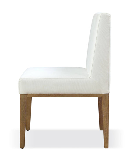 One Modern Coastal Upholstered Dining Side Chair in White Pearl and Bisque (Set of 2) by Modus Furniture at Eve Furniture