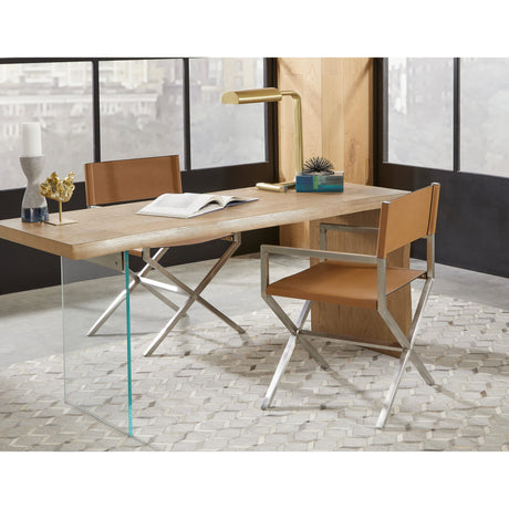 One Modern Coastal Writing Desk in White Oak and Glass by Modus Furniture at Eve Furniture