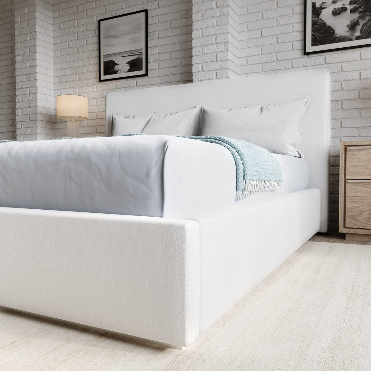 One Pearl Full Upholstered Footboard Storage Bed by Modus Furniture at Eve Furniture
