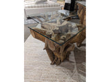 One Solid Teak Root Glass Top End Table by Modus Furniture at Eve Furniture