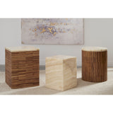 One Stone Wood Tile End Table in Onyx and Solid Teak by Modus Furniture at Eve Furniture