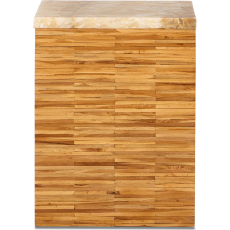 One Stone Wood Tile End Table in Onyx and Solid Teak by Modus Furniture at Eve Furniture