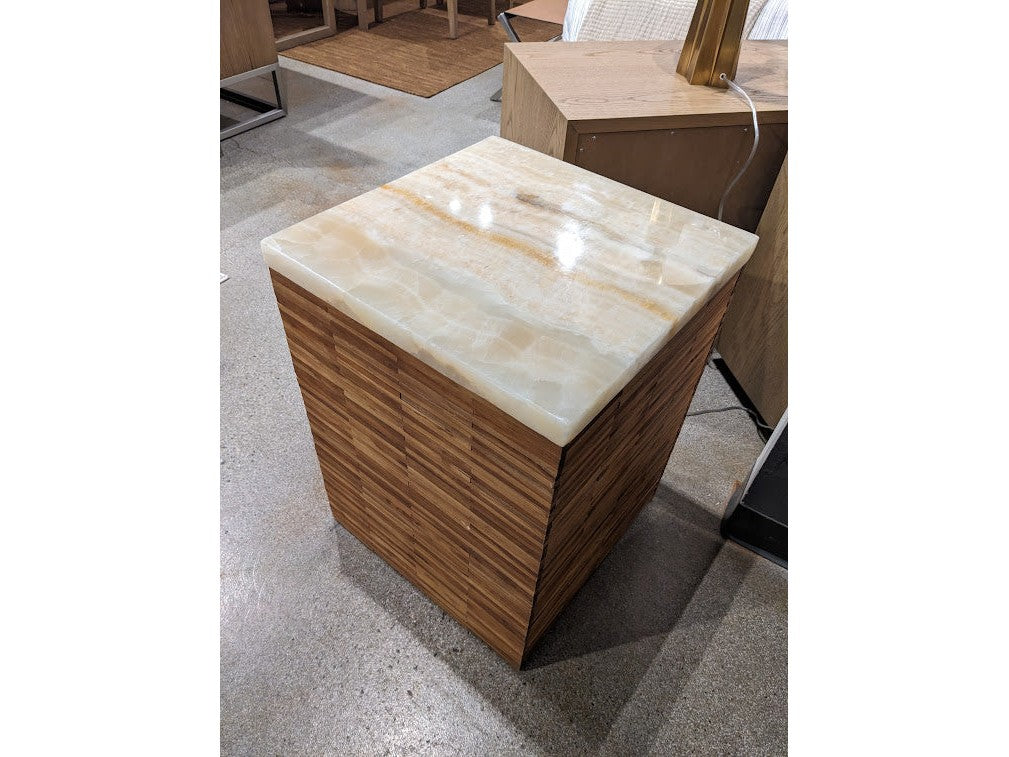 One Stone Wood Tile End Table in Onyx and Solid Teak by Modus Furniture at Eve Furniture