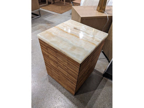 One Stone Wood Tile End Table in Onyx and Solid Teak by Modus Furniture at Eve Furniture