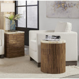 One Stone Wood Tile Round End Table in Onyx and Solid Teak by Modus Furniture at Eve Furniture