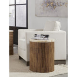 One Stone Wood Tile Round End Table in Onyx and Solid Teak by Modus Furniture at Eve Furniture