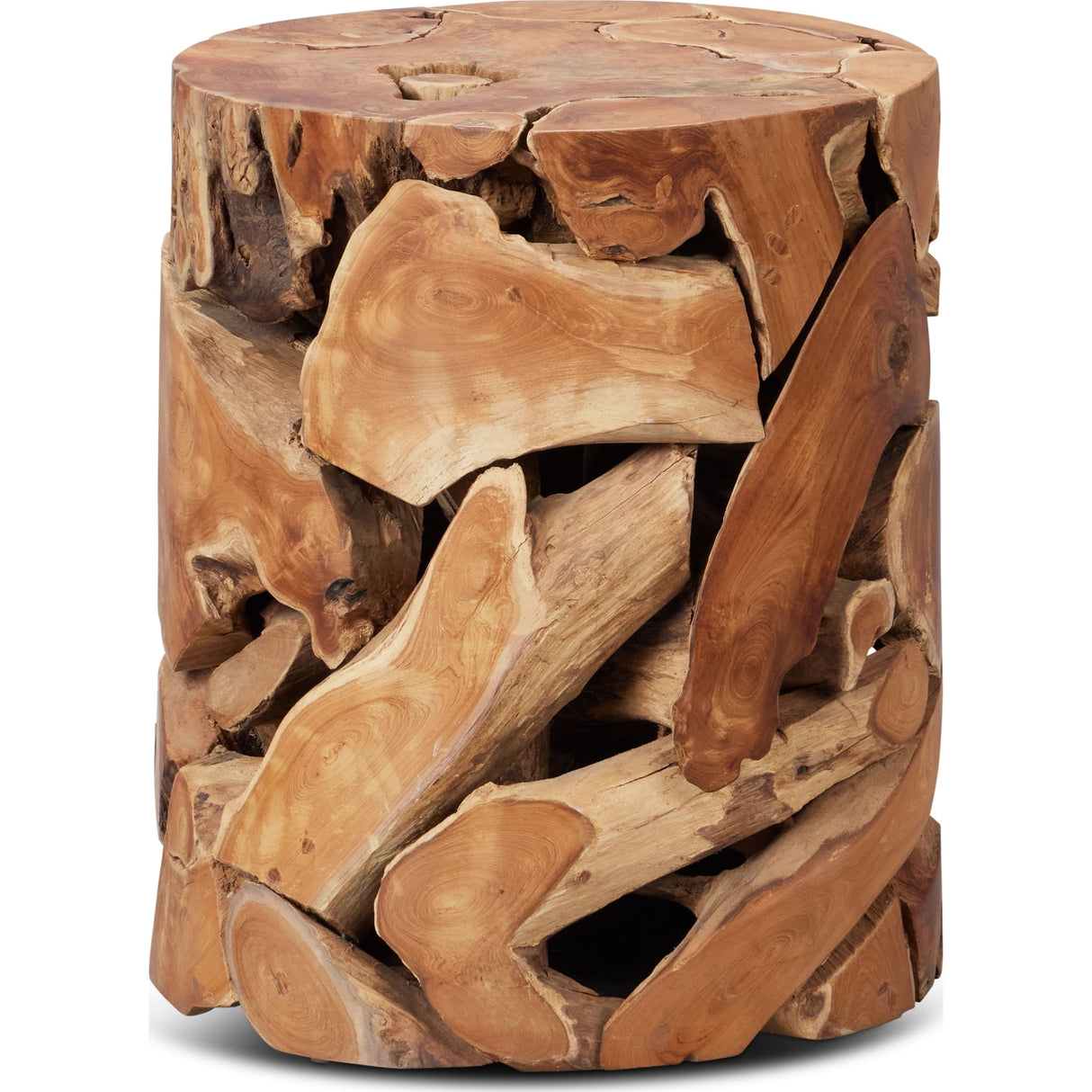 One Teak Slice Round End Table in Warm Teak by Modus Furniture at Eve Furniture