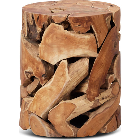 One Teak Slice Round End Table in Warm Teak by Modus Furniture at Eve Furniture