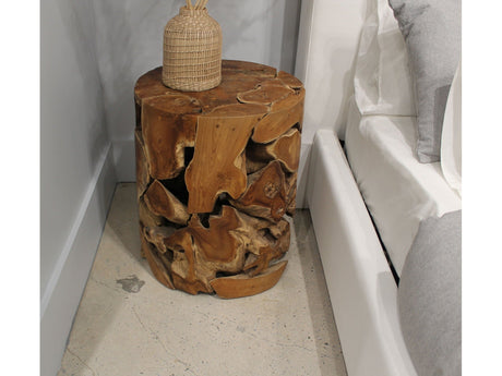 One Teak Slice Round End Table in Warm Teak by Modus Furniture at Eve Furniture