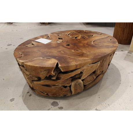 One Teak Slice Solid Wood Coffee Table in Warm Teak by Modus Furniture at Eve Furniture