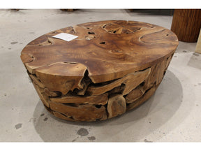 One Teak Slice Solid Wood Coffee Table in Warm Teak by Modus Furniture at Eve Furniture
