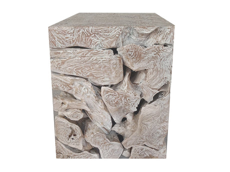 One Teak Slice Square End Table in Bleached Teak by Modus Furniture at Eve Furniture