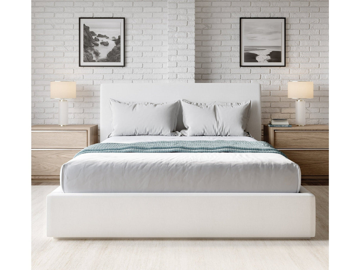 One Upholstered Footboard Eastern King Storage Bed in Pearl by Modus Furniture at Eve Furniture