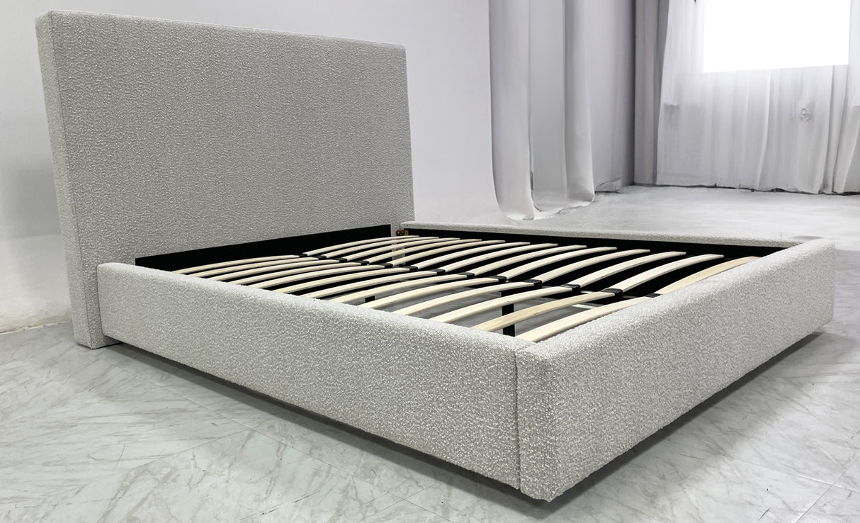 One Upholstered Modern Headboard in Cotton Ball Boucle by Modus Furniture at Eve Furniture